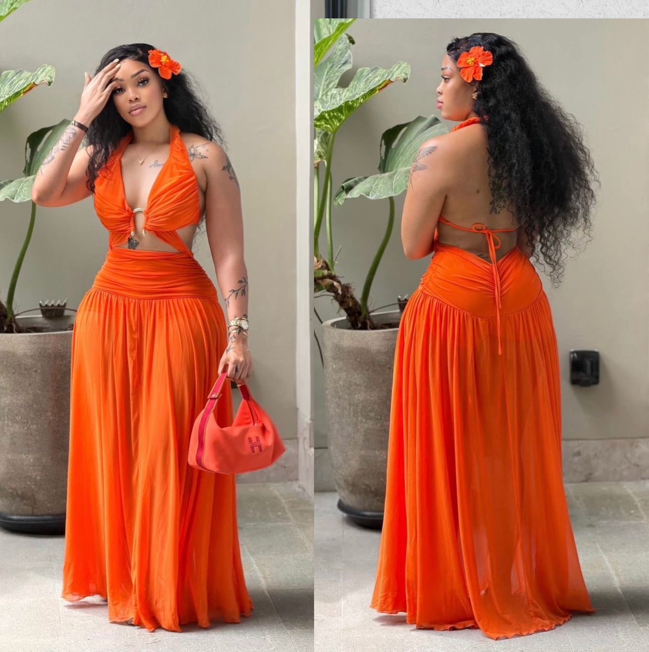 Sexy backless gown